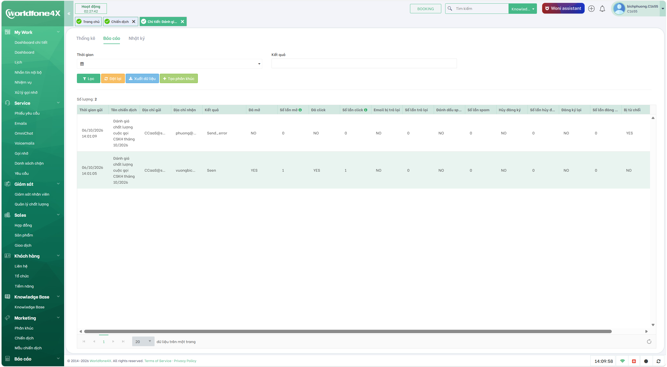 Theo dõi trạng thái Email Open, Click và các chỉ số tương tác 