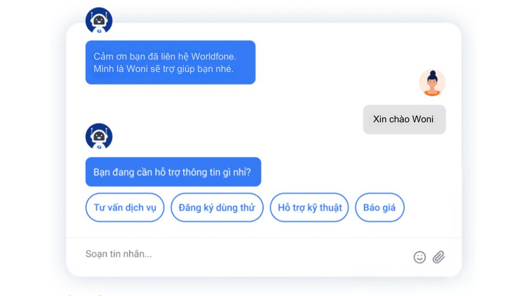 Chatbot Woni AI chăm sóc khách hàng