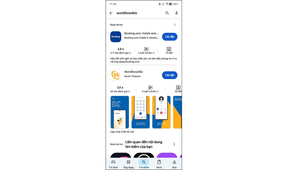 Tải ứng dụng Worldfone4Biz cho điện thoại Android bước 1