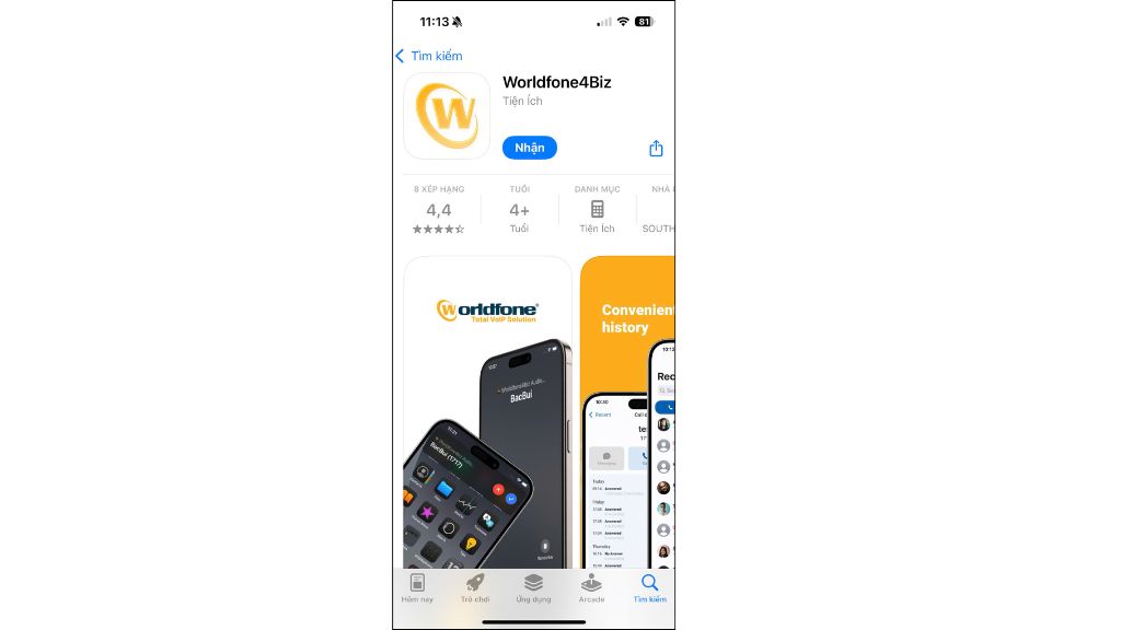 Tải ứng dụng Worldfone4Biz cho điện thoại iOS bước 2