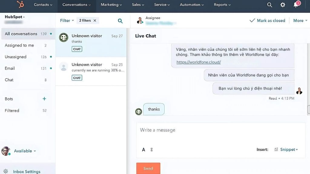 Tích hợp chat đa kênh (Omnichannel Chat) 