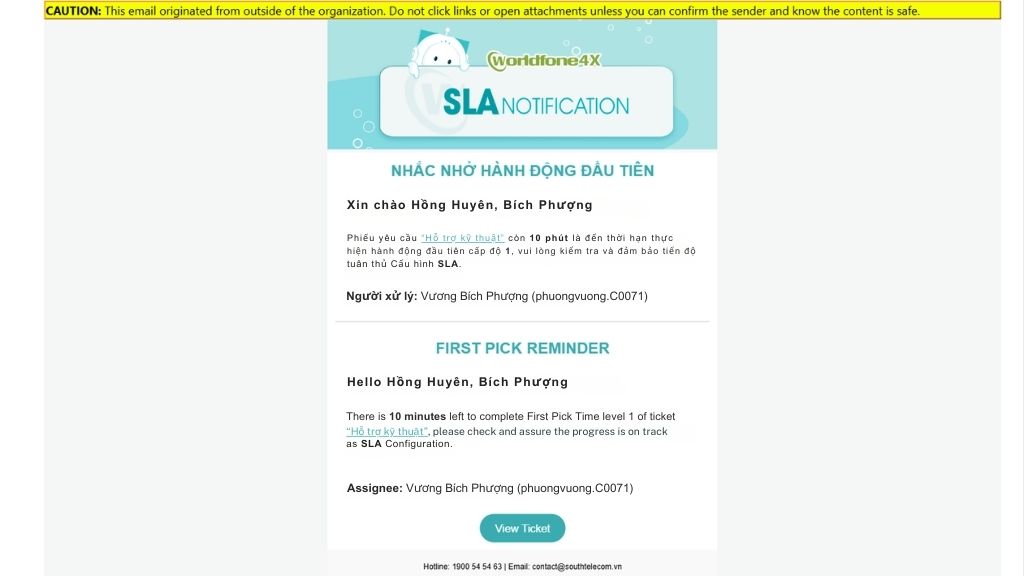 SLA & Nhắc nhở xử lý (SLA - Escalation) 