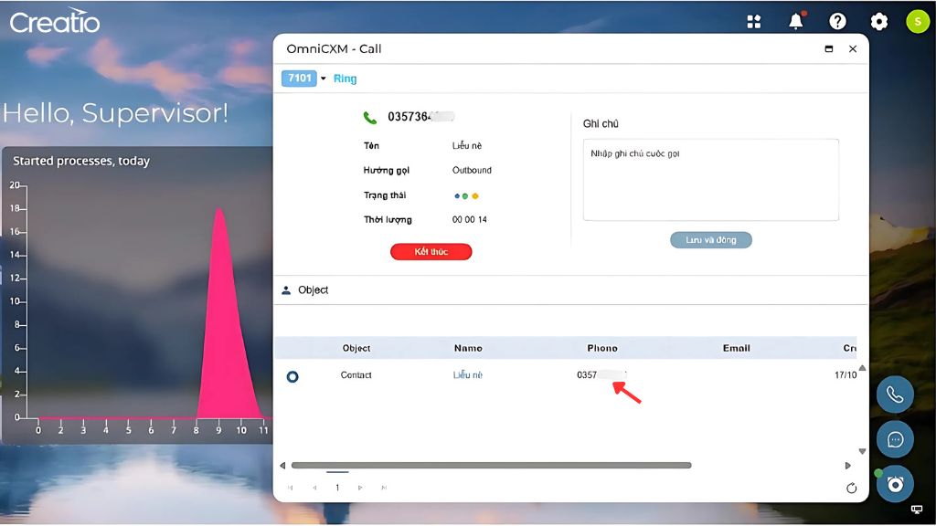 “Click to Call” trực tiếp ngay trên phần mềm Creatio CRM 