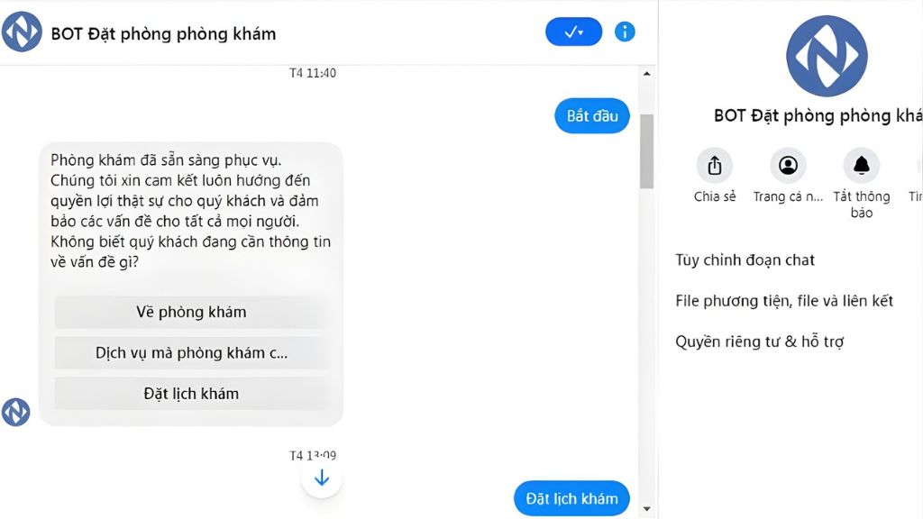 Ứng dụng thực tế Chatbot đặt lịch khám cho Bệnh viện/ Phòng khám/ Nha Khoa