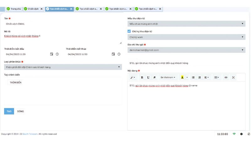 Chiến dịch gửi Email (Email Campaign) 