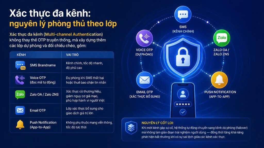 Xác thực đa kênh: nguyên lý phòng thủ theo lớp