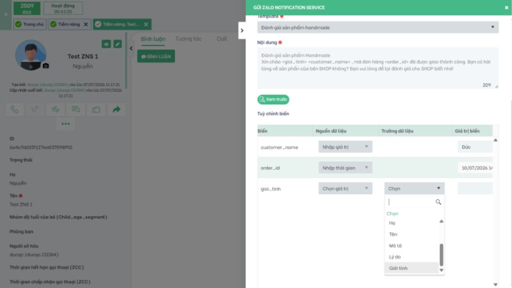 Bổ sung các trường dữ liệu cho việc quản lý & tích hợp CRM