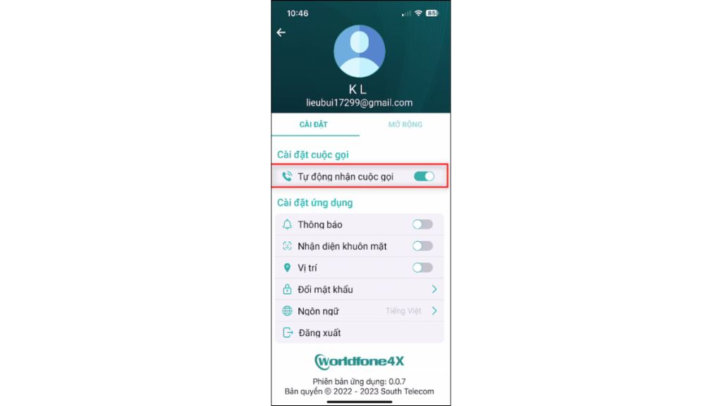 Hướng dẫn sử dụng OmniCXM - Worldfone4X Mobile cài đặt cuộc gọi