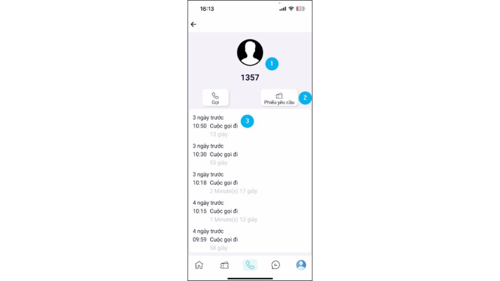 Hướng dẫn sử dụng OmniCXM - Worldfone4X Mobile lịch sử cuộc gọi