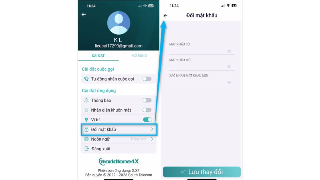 Hướng dẫn sử dụng OmniCXM - Worldfone4X Mobile cài đặt mật khẩu