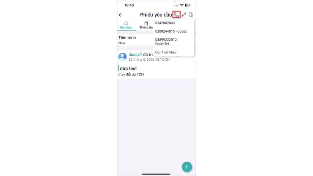 Hướng dẫn sử dụng OmniCXM - Worldfone4X Mobile gọi điện từ ticket