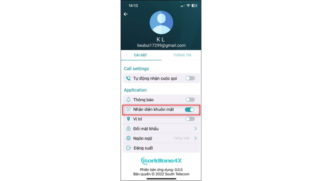 Hướng dẫn sử dụng OmniCXM - Worldfone4X Mobile cài đặt đăng nhập khuôn mặt