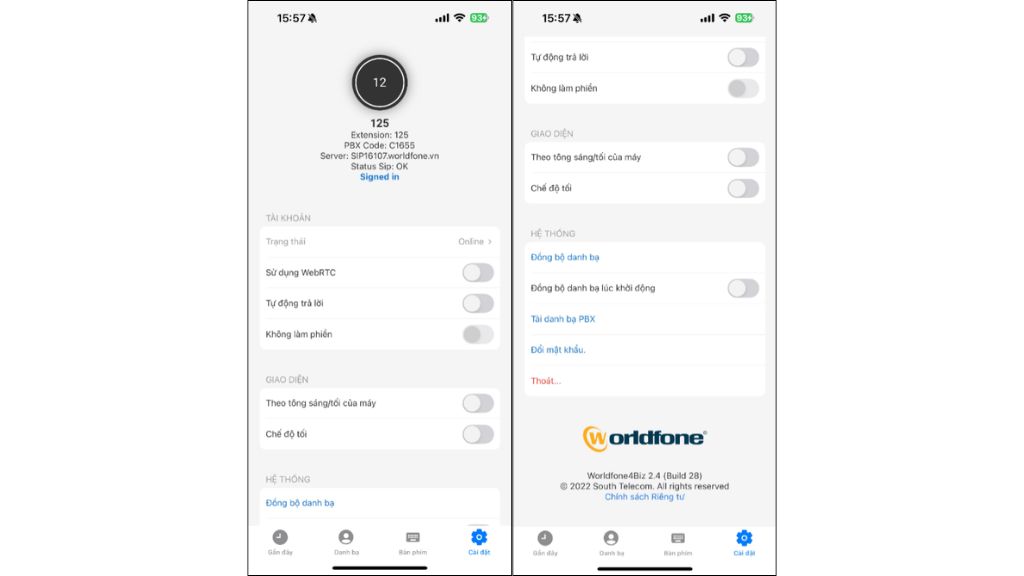 Hướng dẫn sử dụng Worldfone4Biz cài đặt hệ thống